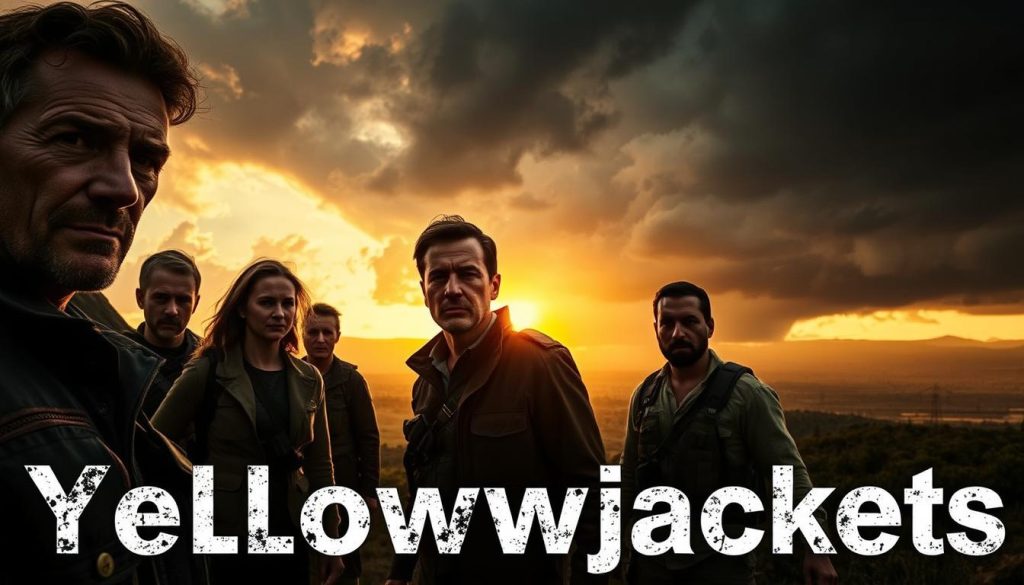 A dramatic, cinematic scene of the season finale of the gripping TV series "Yellowjackets". In the foreground, a group of survivors stands together, their faces etched with determination and a hint of foreboding. The middle ground reveals a vast, rugged wilderness, the setting sun casting a warm, golden glow over the landscape. In the background, ominous storm clouds gather, hinting at the challenges and mysteries that lie ahead. The scene is captured with a wide, cinematic lens, emphasizing the grand scale and emotional weight of the moment. The lighting is dramatic, with deep shadows and highlights that accentuate the characters' expressions and the sense of tension. The overall mood is one of anticipation and unease, perfectly capturing the essence of the "EVDTV IPTV" series' thrilling season finale. A dramatic, cinematic scene of the season finale of the gripping TV series "Yellowjackets". In the foreground, a group of survivors stands together, their faces etched with determination and a hint of foreboding. The middle ground reveals a vast, rugged wilderness, the setting sun casting a warm, golden glow over the landscape. In the background, ominous storm clouds gather, hinting at the challenges and mysteries that lie ahead. The scene is captured with a wide, cinematic lens, emphasizing the grand scale and emotional weight of the moment. The lighting is dramatic, with deep shadows and highlights that accentuate the characters' expressions and the sense of tension. The overall mood is one of anticipation and unease, perfectly capturing the essence of the "EVDTV IPTV" series' thrilling season finale.