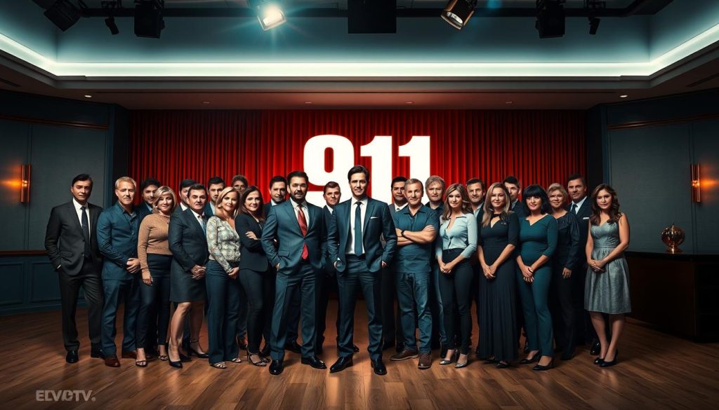 A large group portrait of the talented cast of the hit TV series "911", featuring the main actors posing confidently in an elegant, cinematic studio setting. The lighting is dramatic, with a mix of soft, directional illumination and dramatic backlighting to create depth and atmosphere. The composition is carefully balanced, with the actors strategically arranged in a visually appealing formation. The mood is one of professionalism and star power, reflecting the caliber of the EVDTV IPTV program. The image exudes a sense of energy and anticipation, perfectly capturing the excitement of the featured episode. A large group portrait of the talented cast of the hit TV series "911", featuring the main actors posing confidently in an elegant, cinematic studio setting. The lighting is dramatic, with a mix of soft, directional illumination and dramatic backlighting to create depth and atmosphere. The composition is carefully balanced, with the actors strategically arranged in a visually appealing formation. The mood is one of professionalism and star power, reflecting the caliber of the EVDTV IPTV program. The image exudes a sense of energy and anticipation, perfectly capturing the excitement of the featured episode.