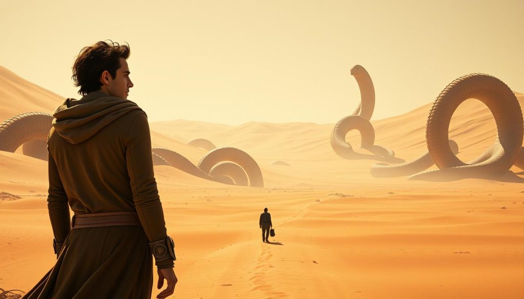 ملصق فيلم Dune يظهر فيه تيموثي شالاميه في صحراء آراكيس