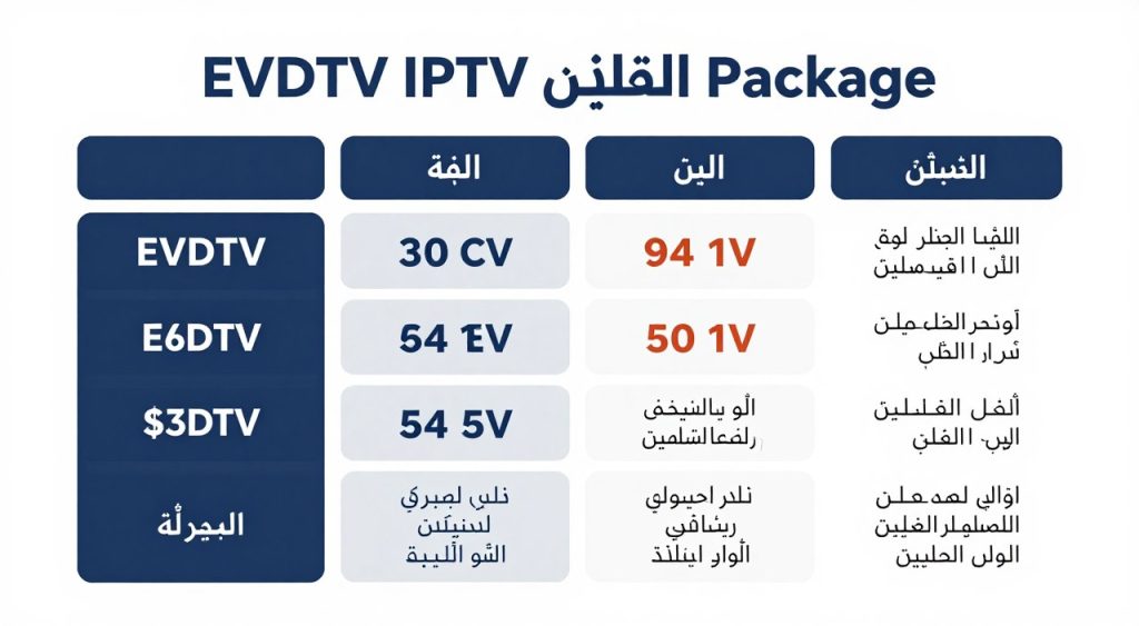 مقارنة شاملة بين باقات EVDTV IPTV المختلفة